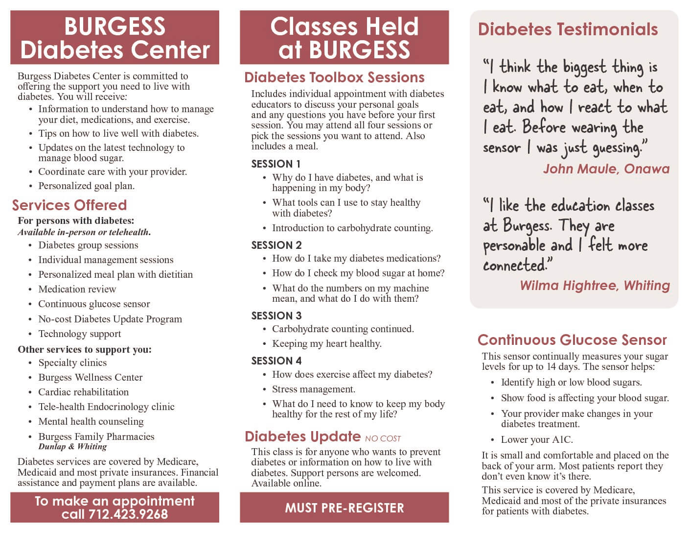 Diabetes center brochure 20 20   Burgess Health Center