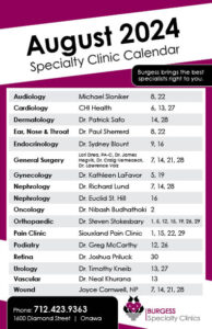 Clinic Calendar August 2024