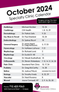 Clinic Calendar October 2024