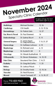 Clinic Calendar November 2024