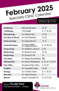 Clinic Calendar February 2025